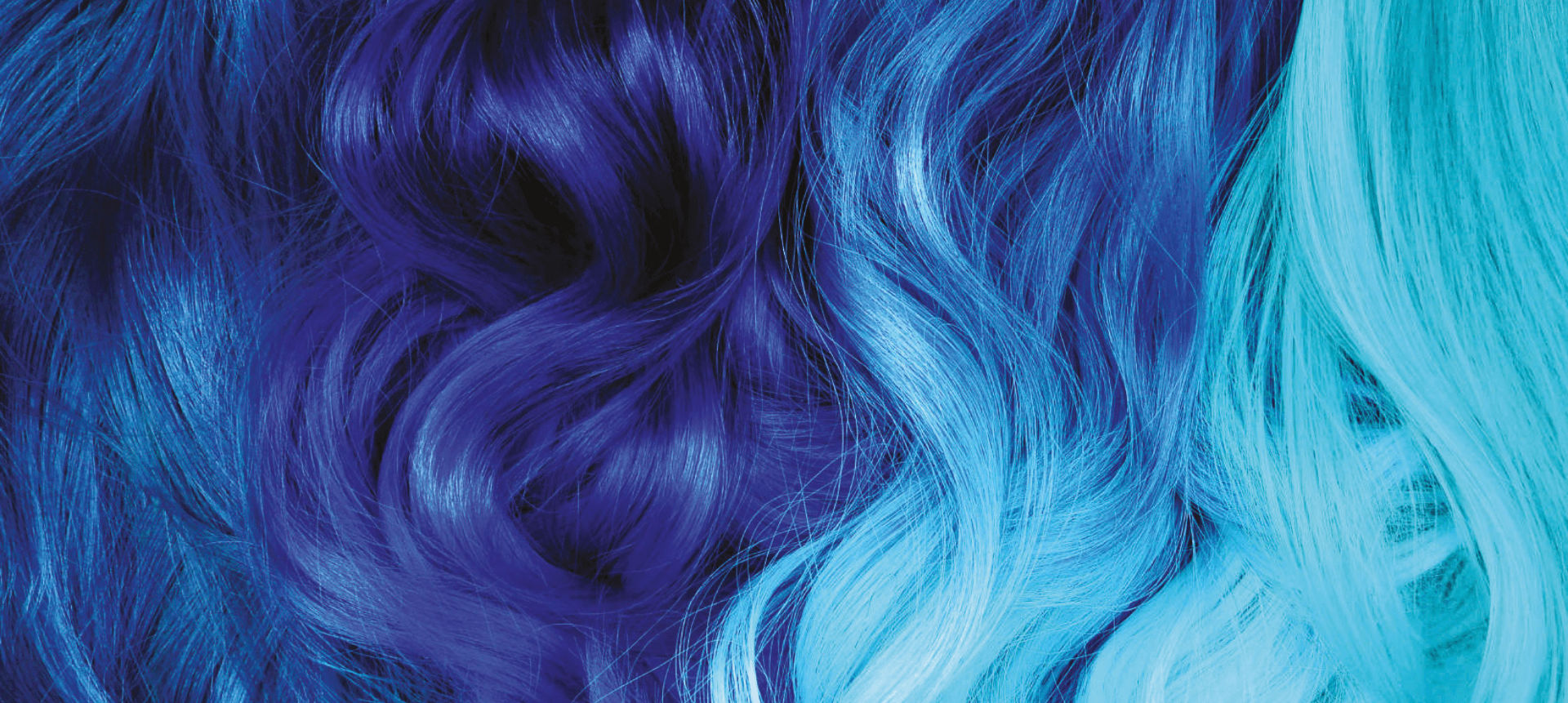 Hair dyed with shades of blue color